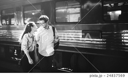 Couple Lover Travel Train Backpacker Concept Couple Lover Travel Train Backpacker Concept 24837569