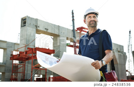 Architect Outdoors Working Construction Site Concept Architect Outdoors Working Construction Site Concept 24838536