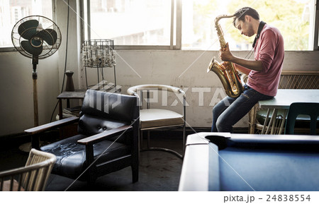 Jazzman Musical Artist Playing Saxophone Concept 24838554