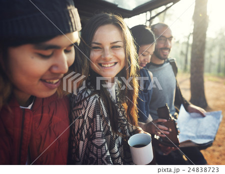 Friendship Camping Coffee Youth Holiday Concept Friendship Camping Coffee Youth Holiday Concept 24838723