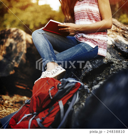 Young Hiker Reading Relaxation Concept 24838810