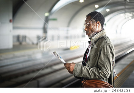 Businessman Using Mobile Railroad Transportation Concept 24842253