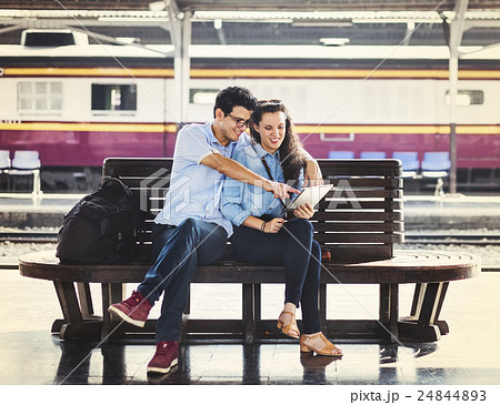 Train Station Terminal Transportation Couple Trip Concept 24844893