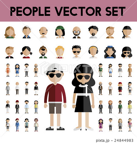 Diversity Community People Flat Design Icons Concept 24844983