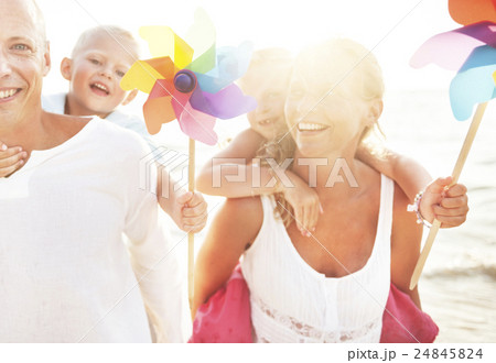 Family Happiness Beach Tropical Paradise Fun Concept 24845824