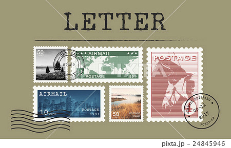 Airmail Mail Postcard Letter Stamp Concept Airmail Mail Postcard Letter Stamp Concept 24845946