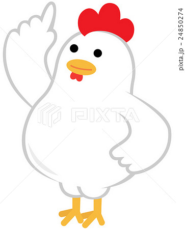 指を指す鶏のイラスト素材