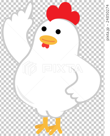 Chicken pointing to a finger Chicken pointing to a finger 24850274