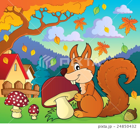 Squirrel with mushroom theme image 2 24850432