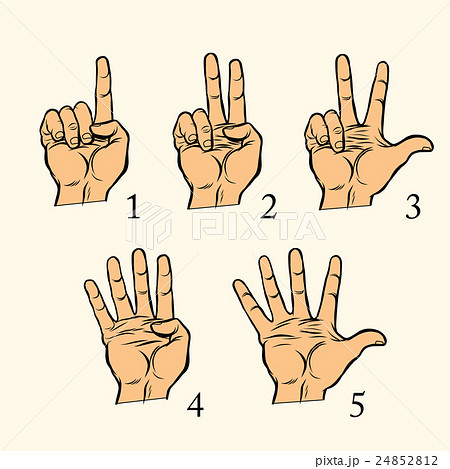 Set Of Hand Gestures Count 1 2 3 4 And 5のイラスト素材
