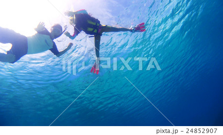 沖縄　渡嘉敷島の水中撮影　親子で熱帯魚を観察 24852907