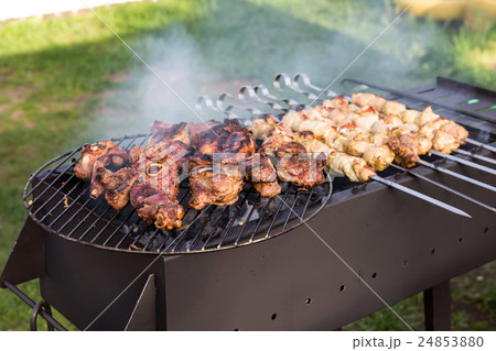 Grilled pork kebab on skewers 24853880