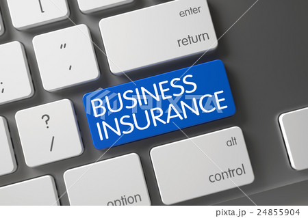 Keyboard with Blue Button - Business Insurance. 3D Keyboard with Blue Button - Business Insurance. 3D 24855904