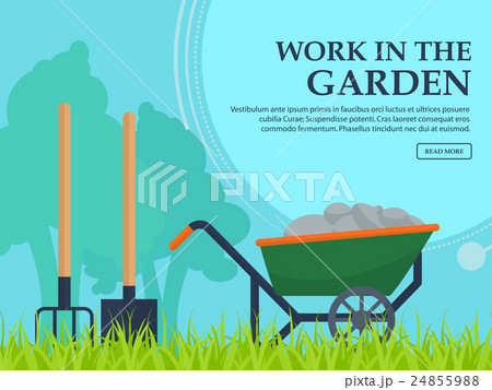Wheelbarrow, shovel and pitchfork to work Wheelbarrow, shovel and pitchfork to work 24855988
