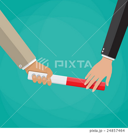 Businessman passes relay baton in hand 24857464