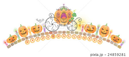 ハッピーハロウィン かぼちゃの馬車とかぼちゃのおばけのイラスト素材