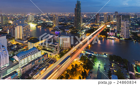 Night lights Bangkok city with bridge cross Night lights Bangkok city with bridge cross 24860834
