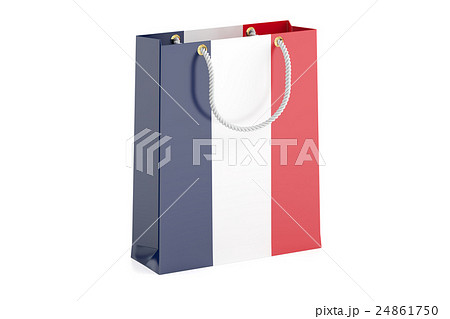 Shopping bag with French flag, 3D rendering Shopping bag with French flag, 3D rendering 24861750