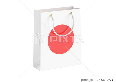Shopping bag with Japanese flag, 3D rendering Shopping bag with Japanese flag, 3D rendering 24861753