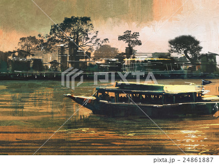 ferry carries passengers on river ferry carries passengers on river 24861887