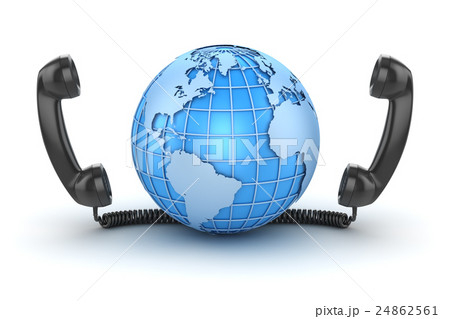 Communication concept with handset and world map 24862561