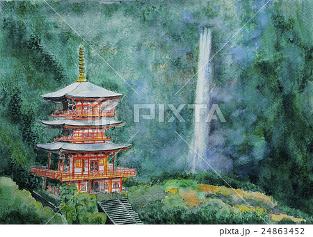 那智の滝 世界遺産 熊野古道のイラスト素材