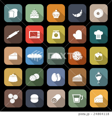Bakery flat icons with long shadow 24864118