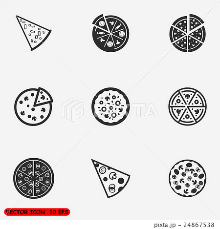 Set Of Flat Pizza Iconsのイラスト素材