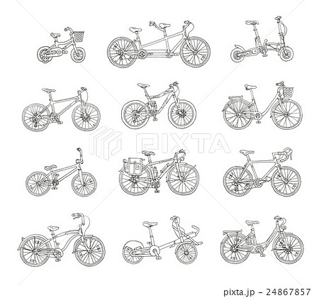 Big hand drawn set of different bicycles. Big hand drawn set of different bicycles. 24867857