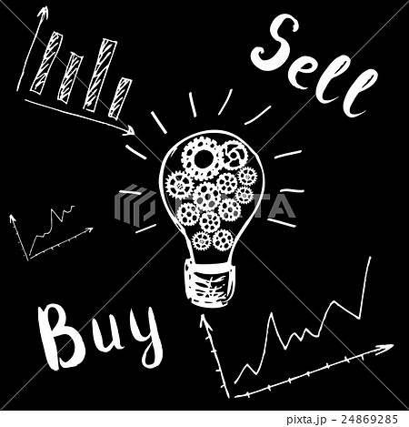 light bulb with gears, graphic, buy and sell; 24869285
