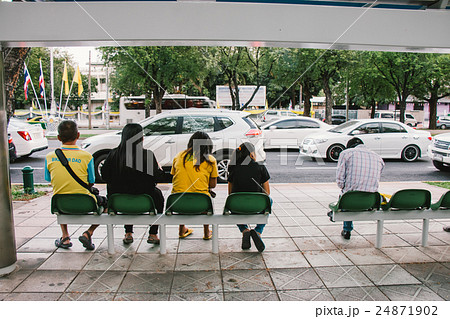 people are waiting transport at the bus people are waiting transport at the bus 24871902