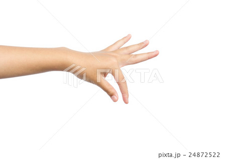 woman hand pick up object  on white background. 24872522