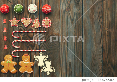 Christmas homemade decoration flat lay Christmas homemade decoration flat lay 24873507