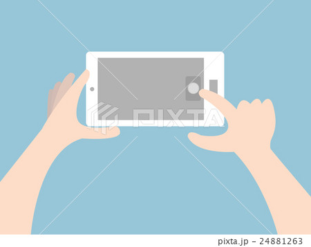 Taking a self with smart phone, Flat design 24881263