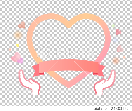 ほんわか優しさフレームハート型　リボンピンク色 24883152