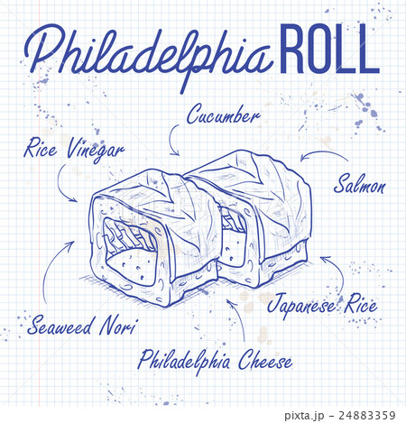 Vector sushi sketch, Philadelphia rolls Vector sushi sketch, Philadelphia rolls 24883359
