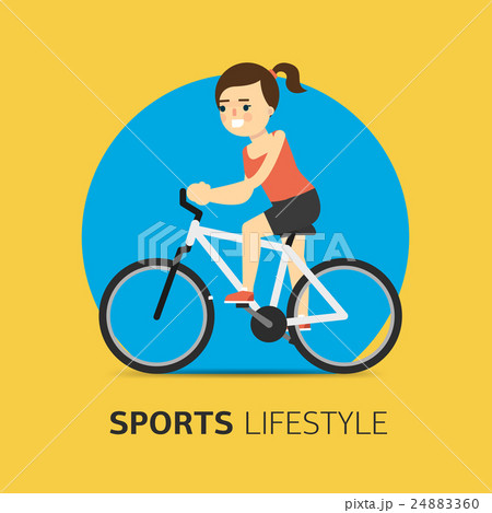 Illustration of girl riding a bicycle, flat raster Illustration of girl riding a bicycle, flat raster 24883360