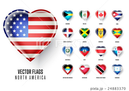 Raster flags icon of the countries North America. Raster flags icon of the countries North America. 24883370