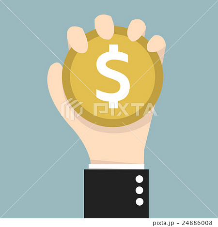 Hand holding a coin, flat design 24886008