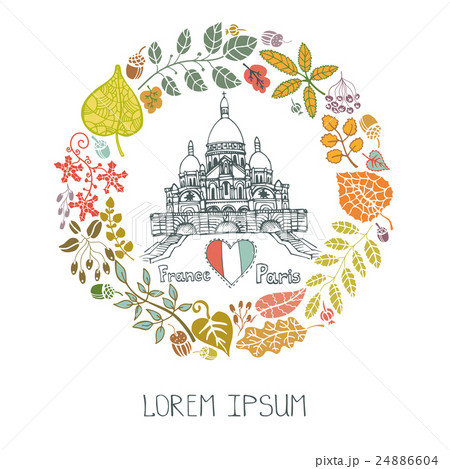 Autumn in Paris.Leaves wreath and Sacre Coeur 24886604