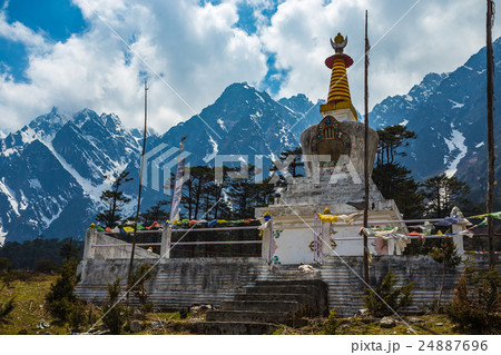 The stupa at Yumthang Valley in Sikkim, India The stupa at Yumthang Valley in Sikkim, India 24887696