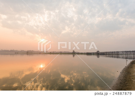 U bein bridge with sunrise,The longest bridge U bein bridge with sunrise,The longest bridge 24887879