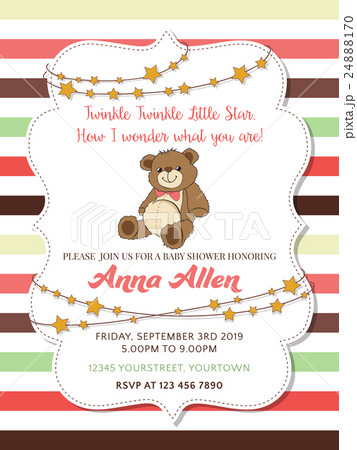 Lovely baby shower card with teddy bear Lovely baby shower card with teddy bear 24888170