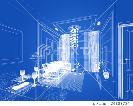 sketch design of living ,3dwire frame render sketch design of living ,3dwire frame render 24888754