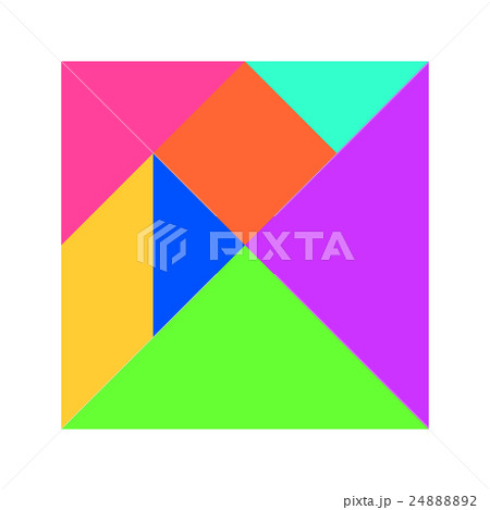 Pastel color tangram puzzle in square shape  24888892