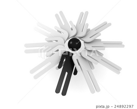 Schematic white people with one black head 24892297