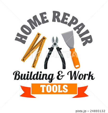 Building tools badge for repair service design 24893132
