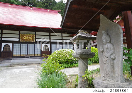 信州の文化財　名工　守屋貞治の石仏　延命地蔵尊像と本堂　長野県伊那市　市野瀬円通寺 24893364