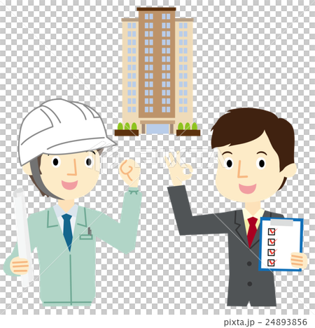 在高層公寓和建築師面前的房地產推銷員 在高層公寓和建築師面前的房地產推銷員 24893856