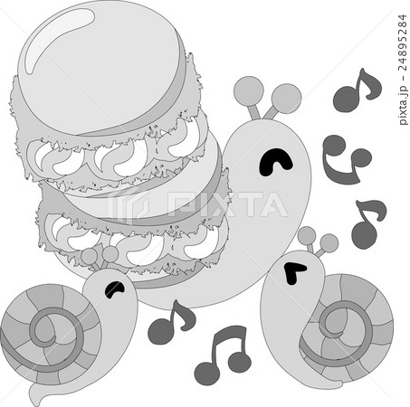 可愛いかたつむりとマカロンのイラスト素材